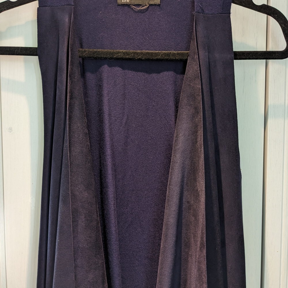 Navy Blue Suede Feeling Tassels Vest